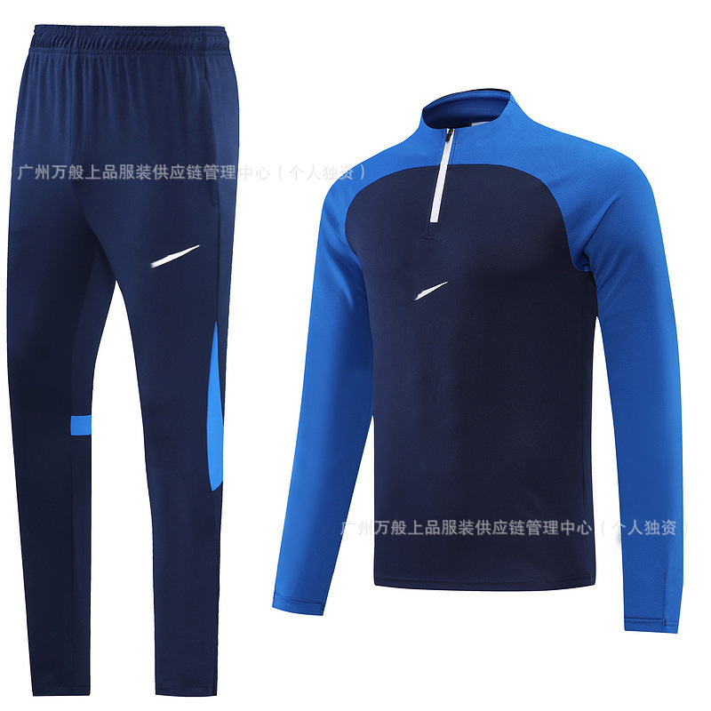 NB半拉链冬装长袖长裤套装训练俱乐部基础足球服球衣长拉logo外贸|undefined