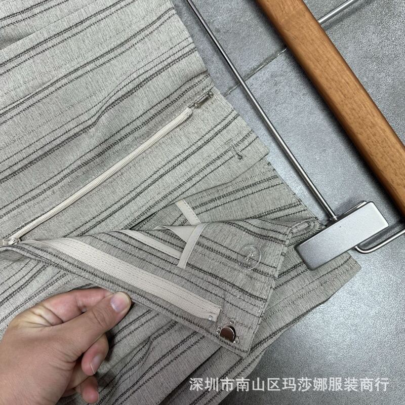 法式南油百搭条纹阔腿裤高腰宽松显瘦慵懒风气质通勤垂感休闲裤|undefined