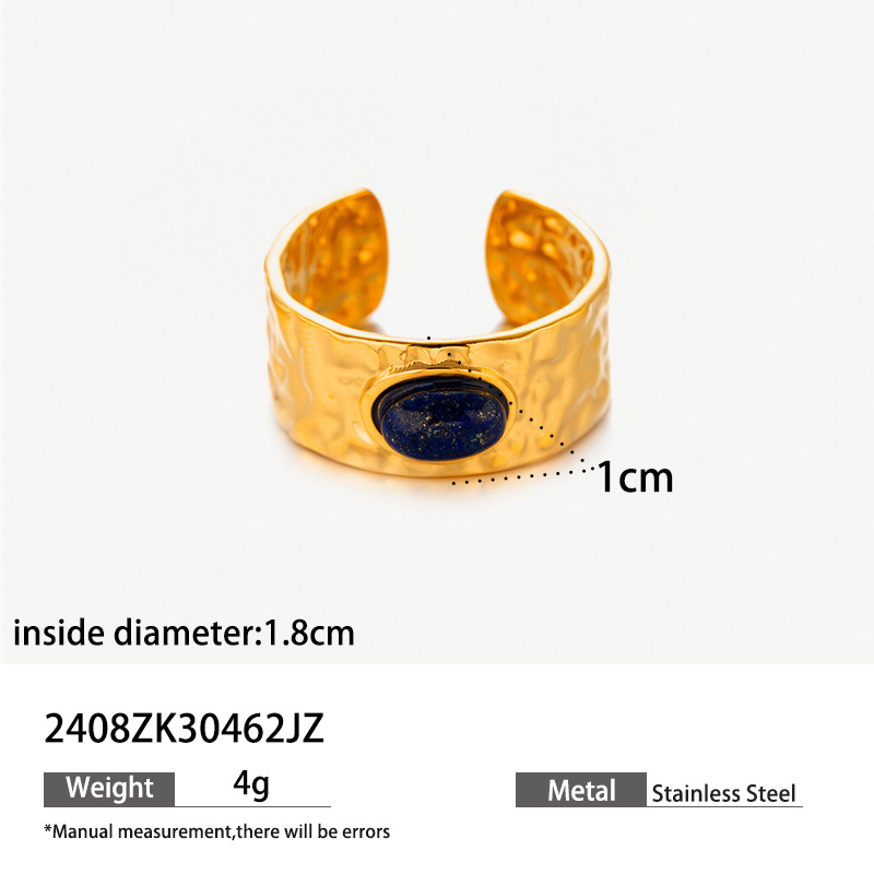 Anillo de acero inoxidable de piedra natural de acero inoxidable transfronterizo diseño irregular anillo de anillo en la moda