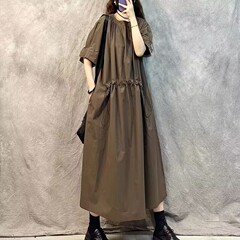 オリジナルデザイン感高級レトロ腰を収めて痩せてお腹を隠して年齢を減らすワンピース2025女性の新しいサイズの気質