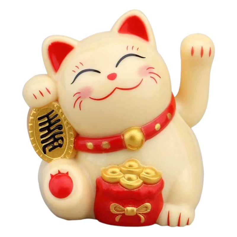 Оптовая продажа: Солнечная фигурка кошки Фэн-шуй «Счастливый кот» 2inch — украшение для автомобиля, подарок на Новый год, декор для торта
