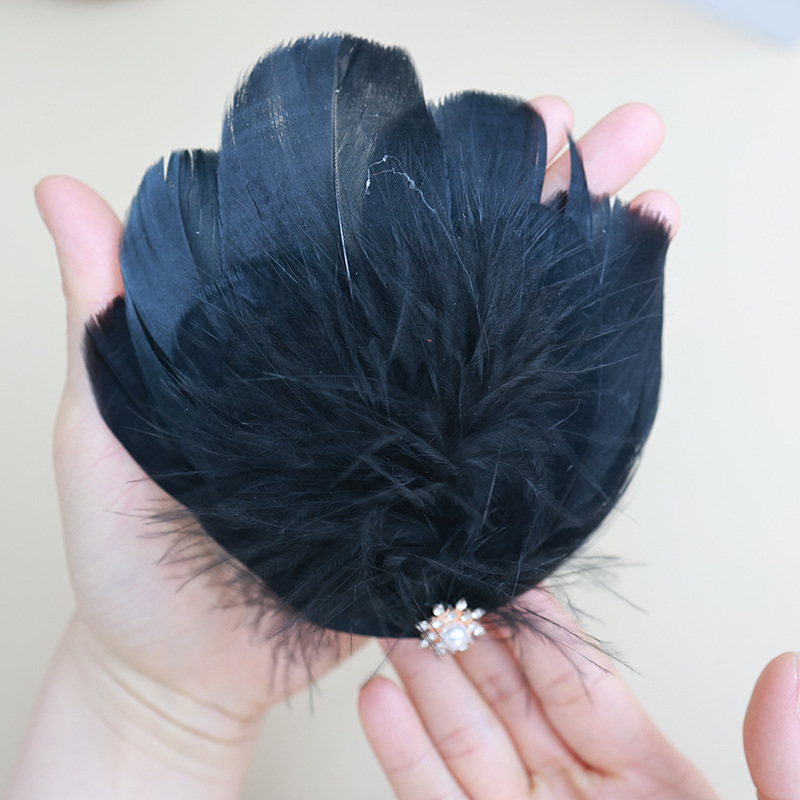Plumas negras al por mayor diy materiales hechos a mano bolsas accesorios accesorios para niños jardín de infantes creativo curso de arte