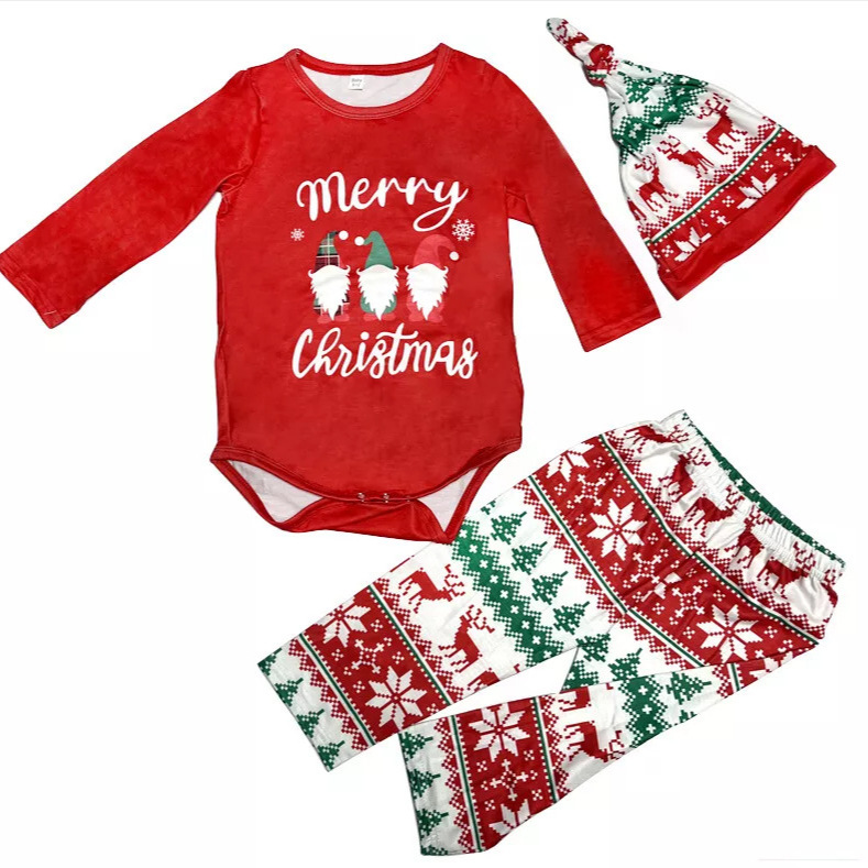 Conjunto de pijama de manga larga con estampado de alce navideño para mujer, ropa para el hogar para padres e hijos_voghion.com