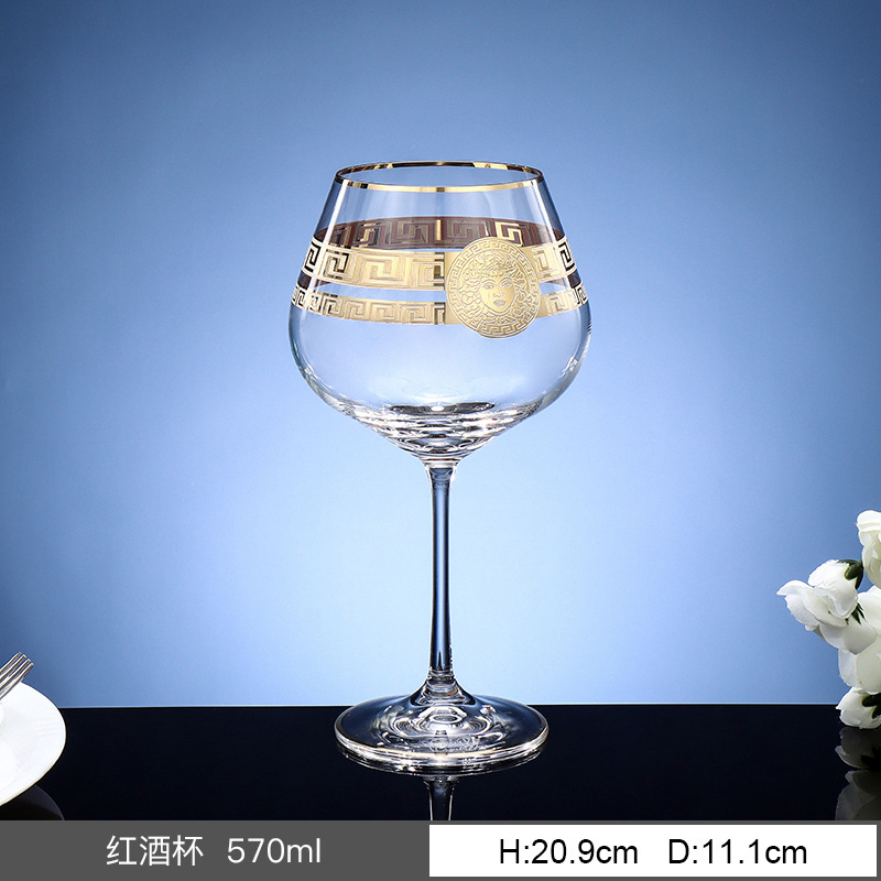 Tazas de vino de cristal sin plomo importadas de la República Checa, tazas de vino europeas caseras de lujo con vinos de oro