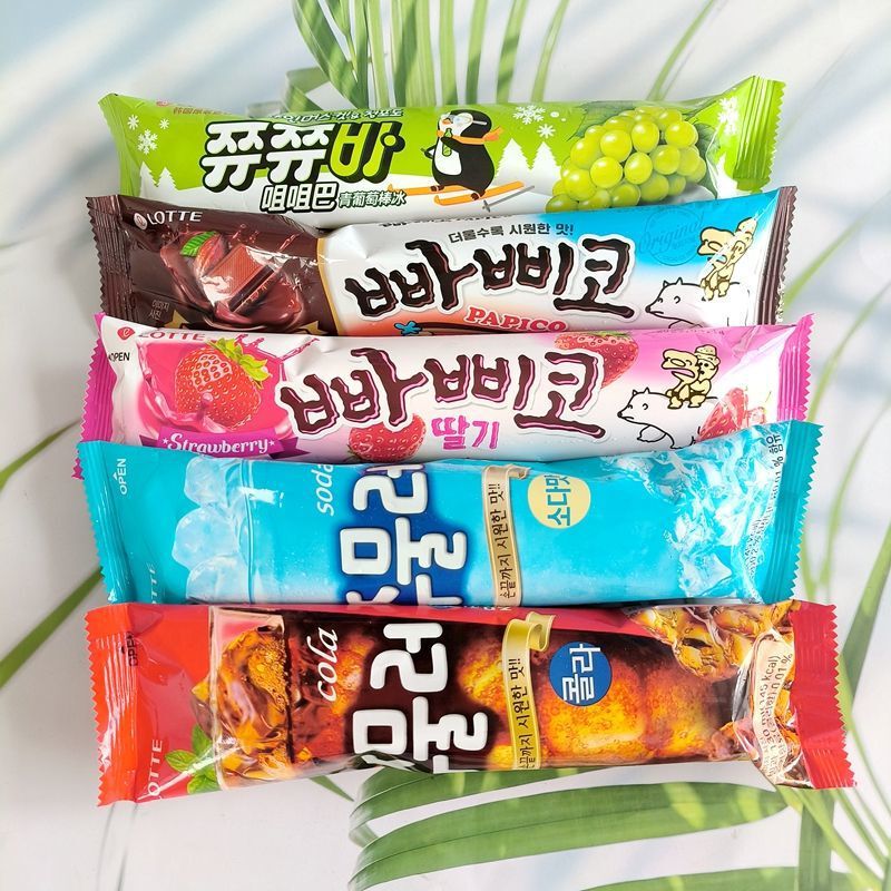 Korean Imported Lotte Lotte Cola Soda Green Grape Chocolate Flavor Ice Pop Ice Cream