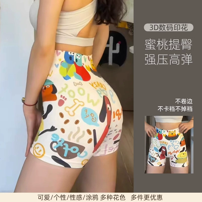 Трансграничные европейские и американские новые цветные милые мультяшные принты йога шорты на открытом воздухе фитнес открытый спорт женская мода