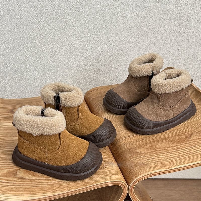 Children's Snow Boots Boys 2025 Winter Cotton Shoes Outer Wear Baby Winter Shoes Girls Boots Kidsren's Velvet Shoes Boots