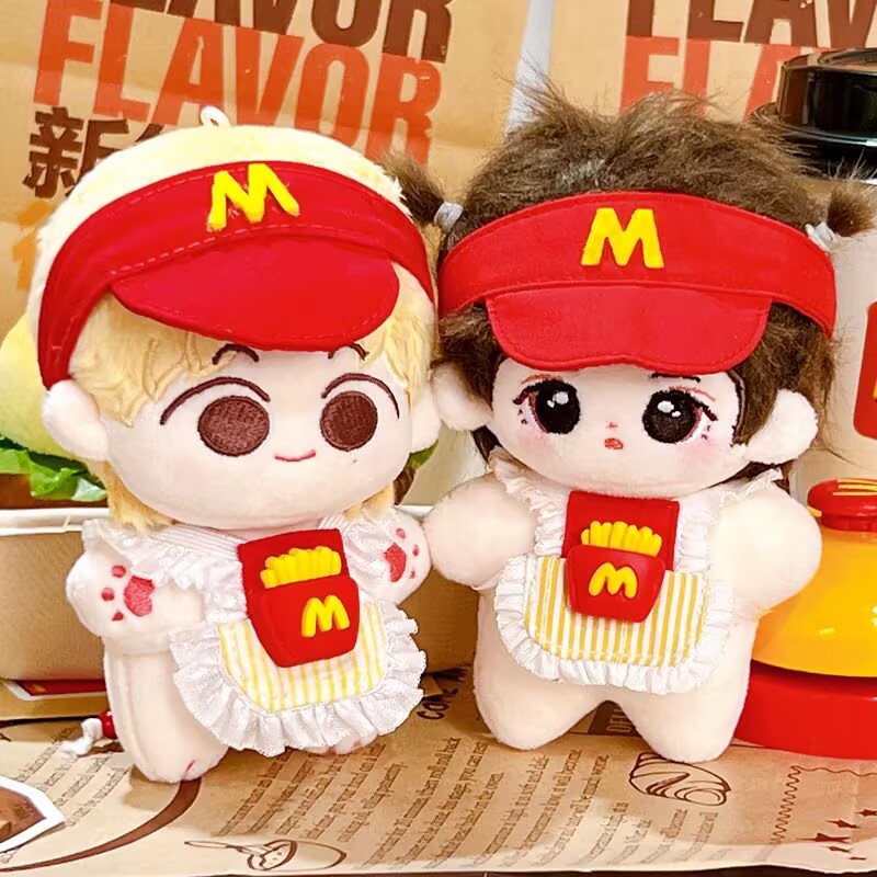 新款10cm娃衣麥當勞圍兜套裝玩偶公仔棉花娃娃衣服可換裝著替配飾