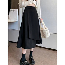 春夏款半身裙女中长款不规则A字西装裙大码女装胖MM高腰遮胯伞裙