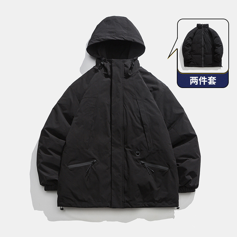 Dos abiertos de invierno al aire libre a prueba de viento impermeable tres en uno chaqueta acolchada de algodón forro chaqueta acolchada de algodón hombres y mujeres chaqueta desmontable