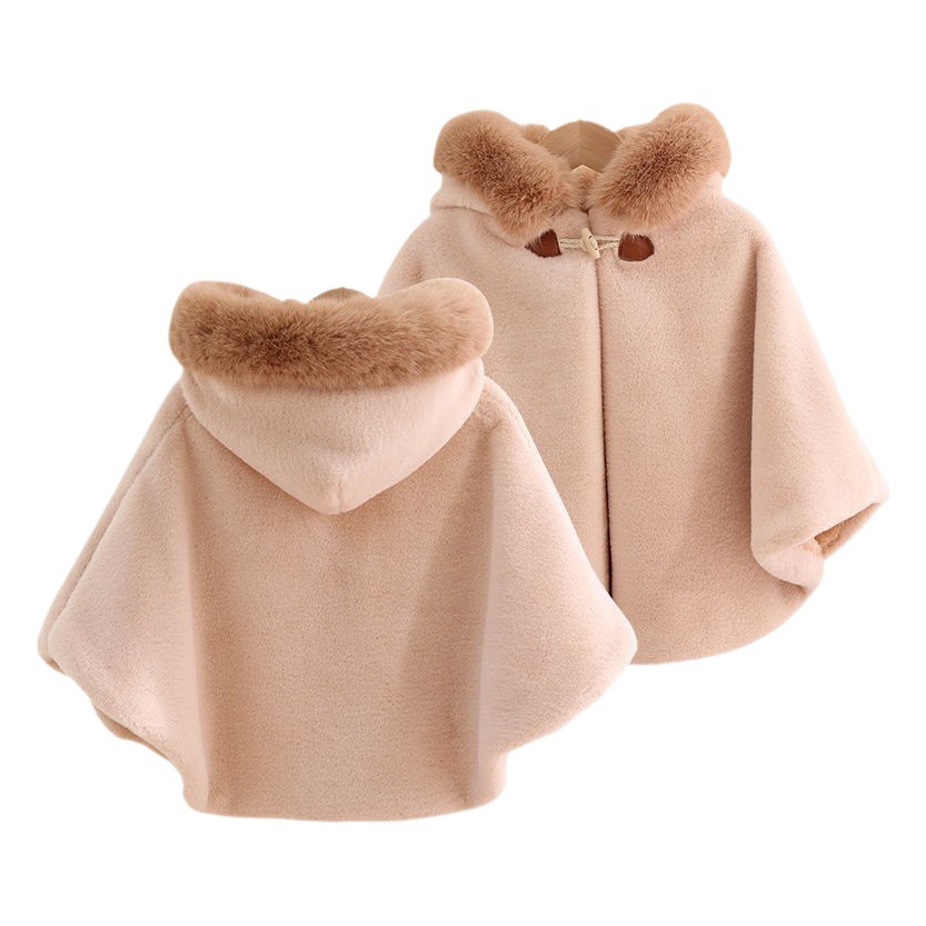 Baby Clothes Velvet Cloak Newborn Fur Cloak Autumn and Winter Thickened Baby Clothes Shawl Girls' Double Cloak