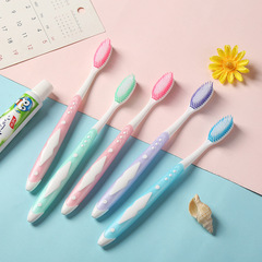 Adult soft-bristle toothbrush 6 rows of high-density bristle brush head back tongue cleaning toothbrush for male and female students and the elderly wholesale