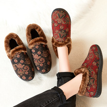 中老年棉靴传统加绒加厚雪地靴一脚蹬保暖鞋两片瓦蚌壳手工棉鞋