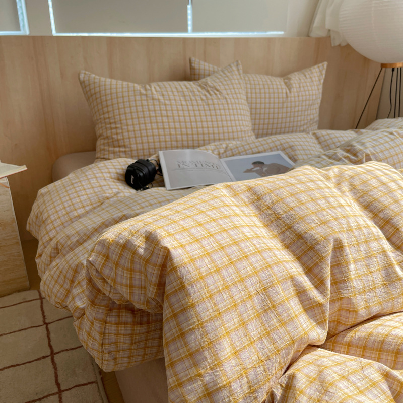 Cama de lavado de algodón de clase A, cuatro piezas de sábanas de algodón de lavado, colchón de cama, dormitorio de estudiantes, tres piezas de cuatro temporadas