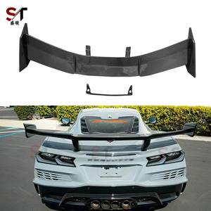 Suitable for Chevrolet Corvette C8 carbon fiber rear spoiler ZR1 model, car modification bracket fixed wing