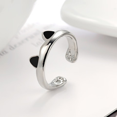 Japanese and Korean Fashion New Cat Ears Ring for Women, Simple Creative Trendy, Index Finger Open, Student Couple Adjustable, Wholesale
