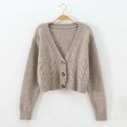 Single-breasted knitted cardigan 2025 trendy floral high-waisted slimming short cable knit sweater for women new spring collection