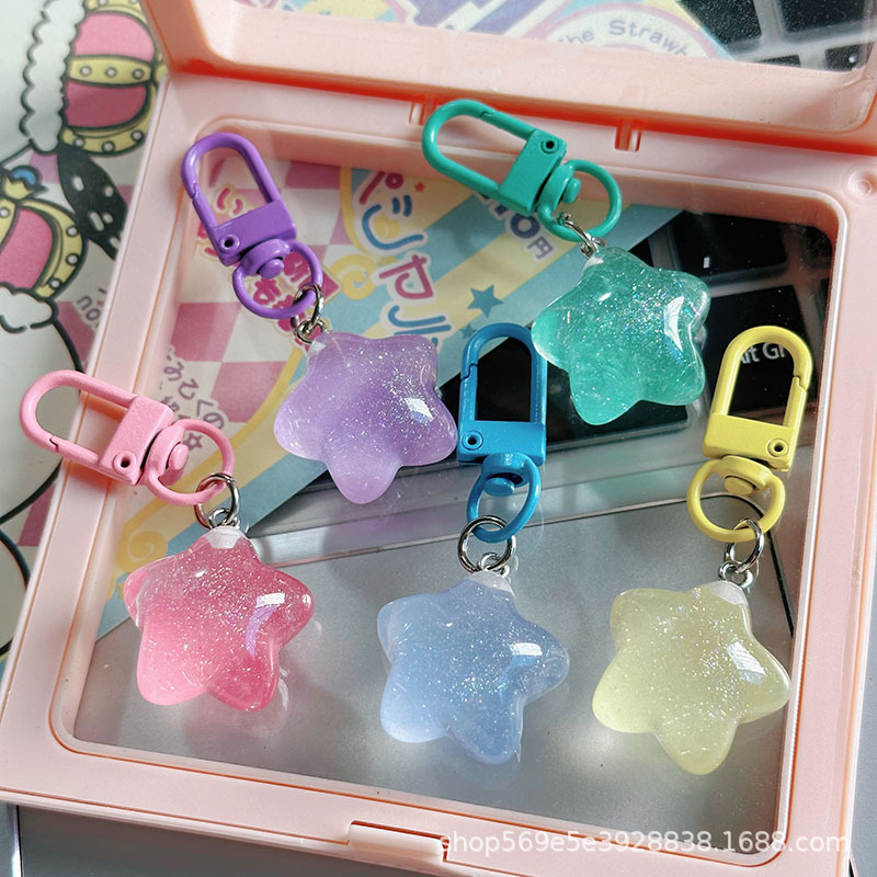 Soft Cute Jelly Thin Flash Fat Star Keychain Ins Girl's Heart Five-pointed Star Bag Sweet Pendant Couple Gift Soft Cute Jelly Thin Flash Fat Star Keychain Ins Girl's Heart Five-pointed Star Bag Sweet Pendant Couple Gift