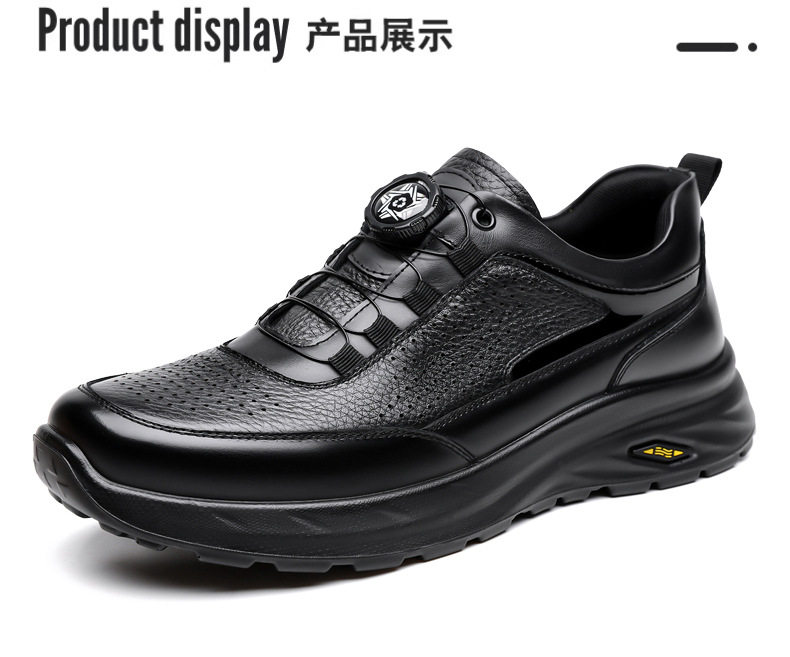 Giày lười nam da bò thật mũi tròn, đế PU êm nhẹ chống trượt, phong cách thể thao casual — D1806 Đen chi tiết 18