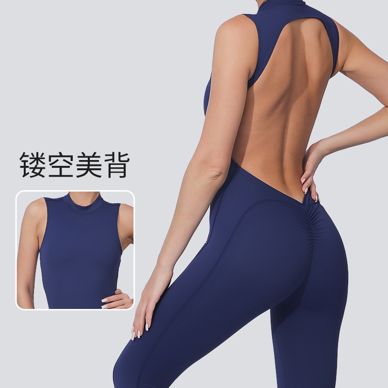 크로스보더 뉴 홀로우 섹시 피치 힙 짐 원피스 타이츠 아웃도어 스포츠 속건 원피스 요가 슈트