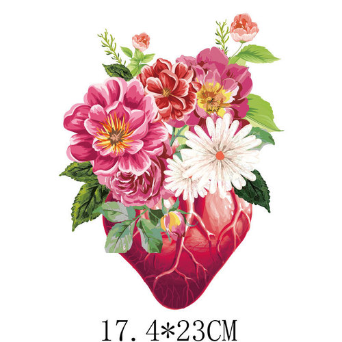 Heat transfer logo creative heart flower clothing print heat transfer sticker heat transfer
