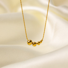 欧美简约五福金珠项链女ins小众设计k金色轻奢高级感冷淡风锁骨链