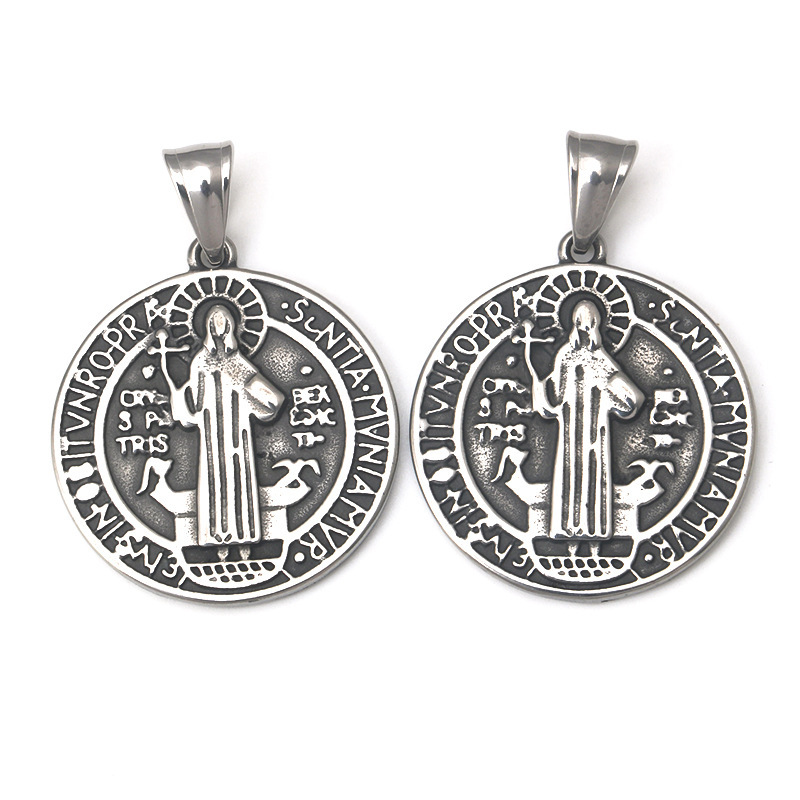 Stainless steel retro double-sided Exorcist Saint Ben pendant necklace bracelet accessories diy titanium steel jewelry accessories