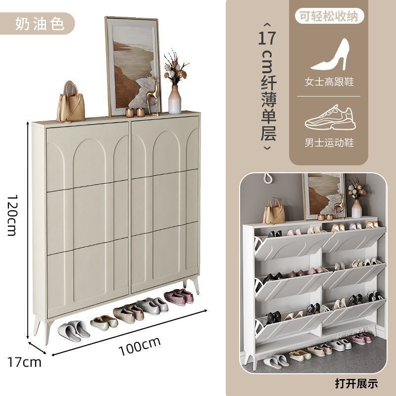 极窄鞋柜玄关柜美式家用门口楼道外入户进门翻斗鞋柜黑色门外|undefined