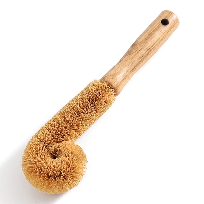 Coconut Palm Wood Water Cup Brush, Household Cleaning Brush for Washing Cups and Pots, Not Easy to Retain Oil, Can Be Hung, Wooden Handle Cleaning Brush Wholesale