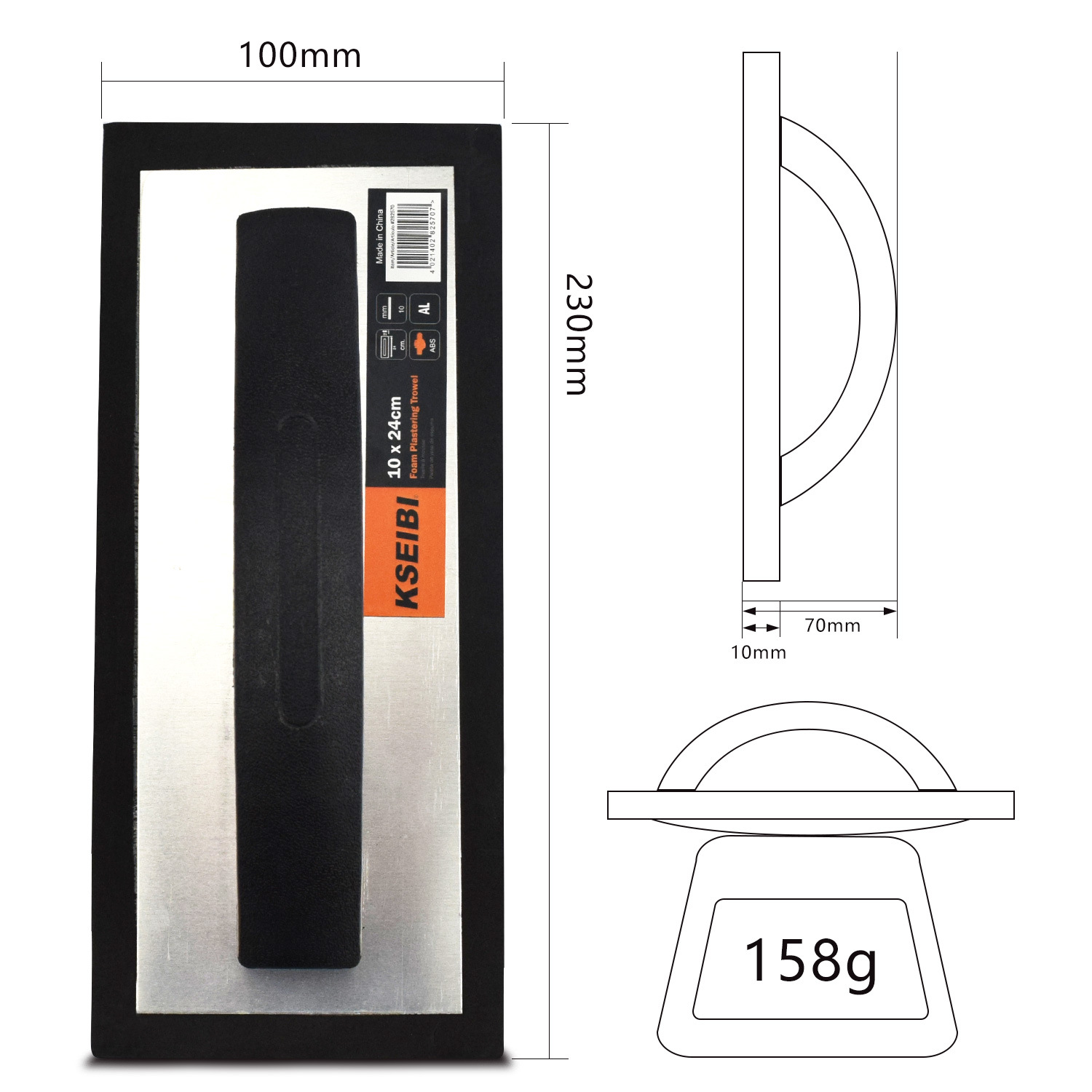 Espuma de goma esponja paleta de arcilla edificio trabajador azulejo paleta raspador mango de madera 210*140mm