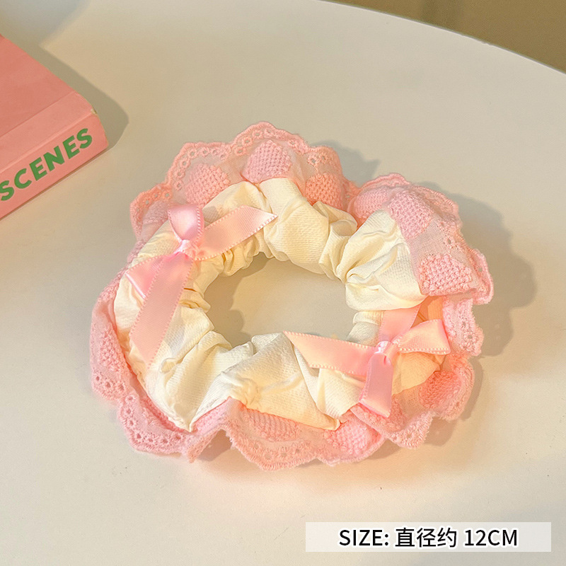 可爱红色小樱桃蕾丝大肠发圈女高级感百搭头饰扎头发大号春夏发绳|undefined