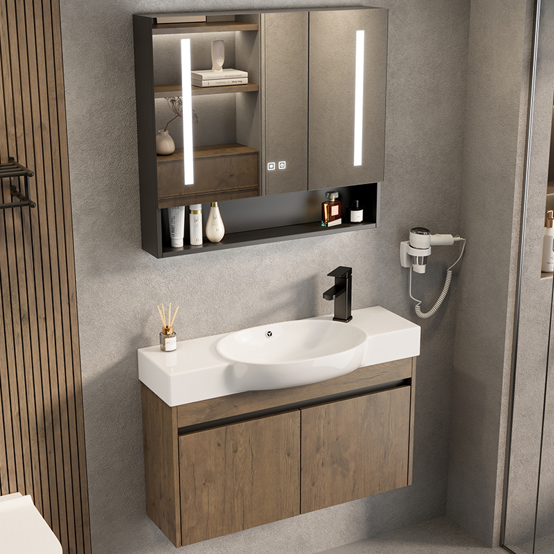 Gabinete de baño de aluminio para espacio pequeño, lavabo de cerámica combinado, lavabo transfronterizo, baño ultra estrecho, piscina de mesa de lavado