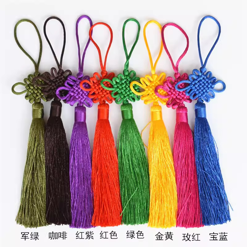 Chinese Knot Tassel trumpet line 5 6 plate Chinese knot auspicious tassel polyester silk tassel craft color Chinese Knot Tassel trumpet line 5 6 plate Chinese knot auspicious tassel polyester silk tassel craft color