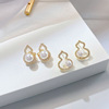 Earrings with bow from pearl, small design brand silver needle, silver 925 sample