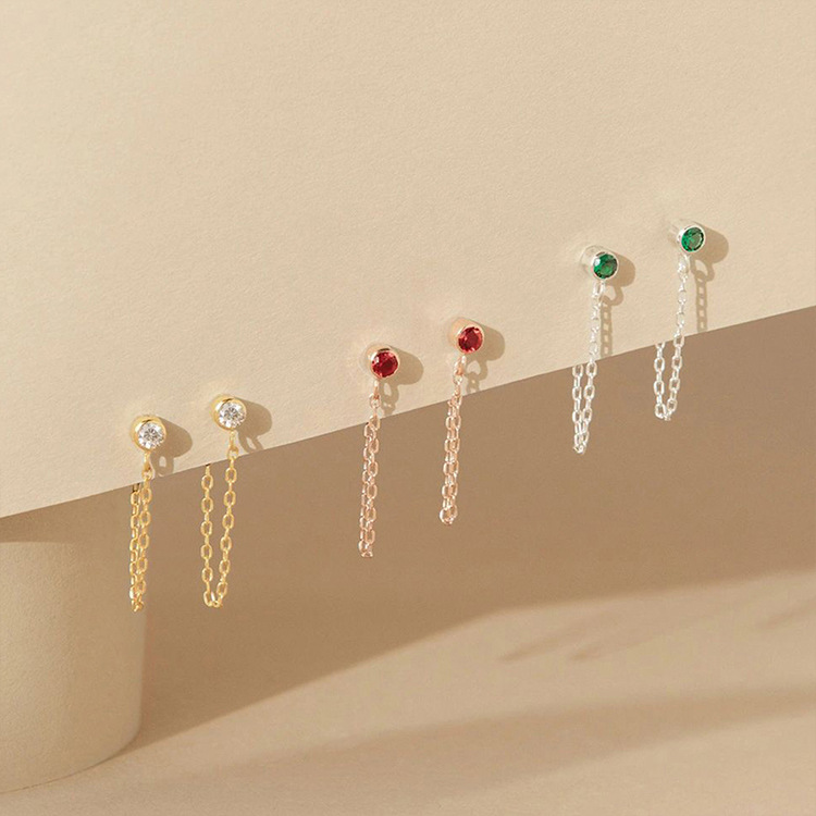 Rhinestones Inlay Material Drop Earrings Classification 1 Pair Quantity Daily Occasion PVD Coated 14K Gold Rose Gold Real Gold Plated Geometric Stainless Steel Simple Style Waterproof Non Tarnish Drop Earrings