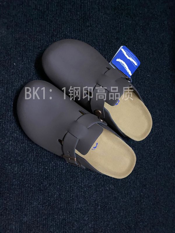 超级版本~勃肯鞋全牛皮2025男女同款真皮厚底懒人软木包头半拖鞋|undefined