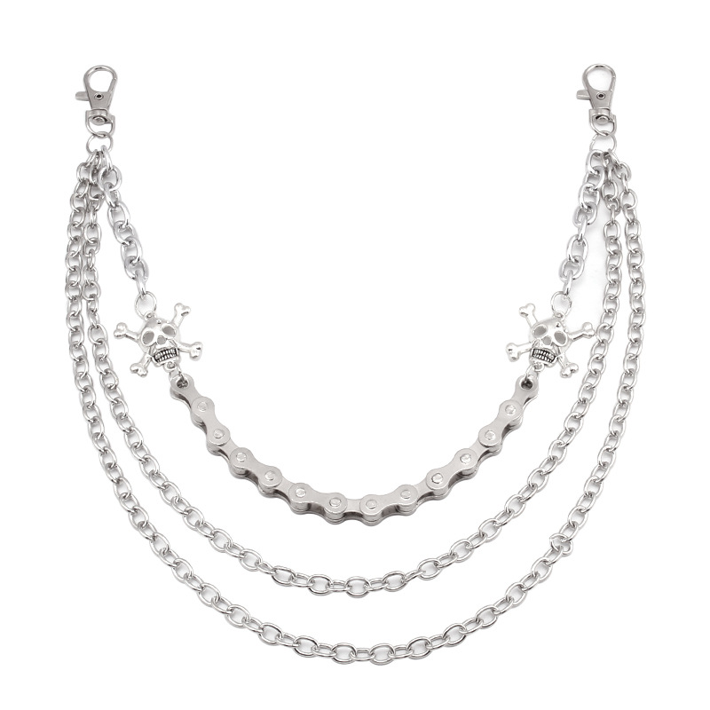 Accessories INS Style Rock Hip Hop Punk Street Double Layer Waist Metal Skull Men's Pants Chain_voghion.com