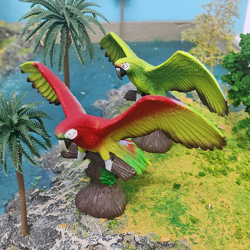 Simulación transfronteriza pájaro loro modelo niño cognoscitivo guacamayo bosque animal decoración juguete