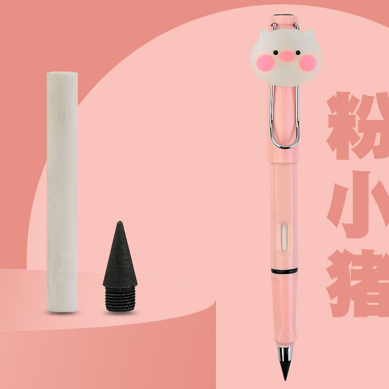 Weizhuang nueva tecnología de dibujos animados lindo negro lápiz sin tinta lápiz de postura eterna no puede terminar de escribir