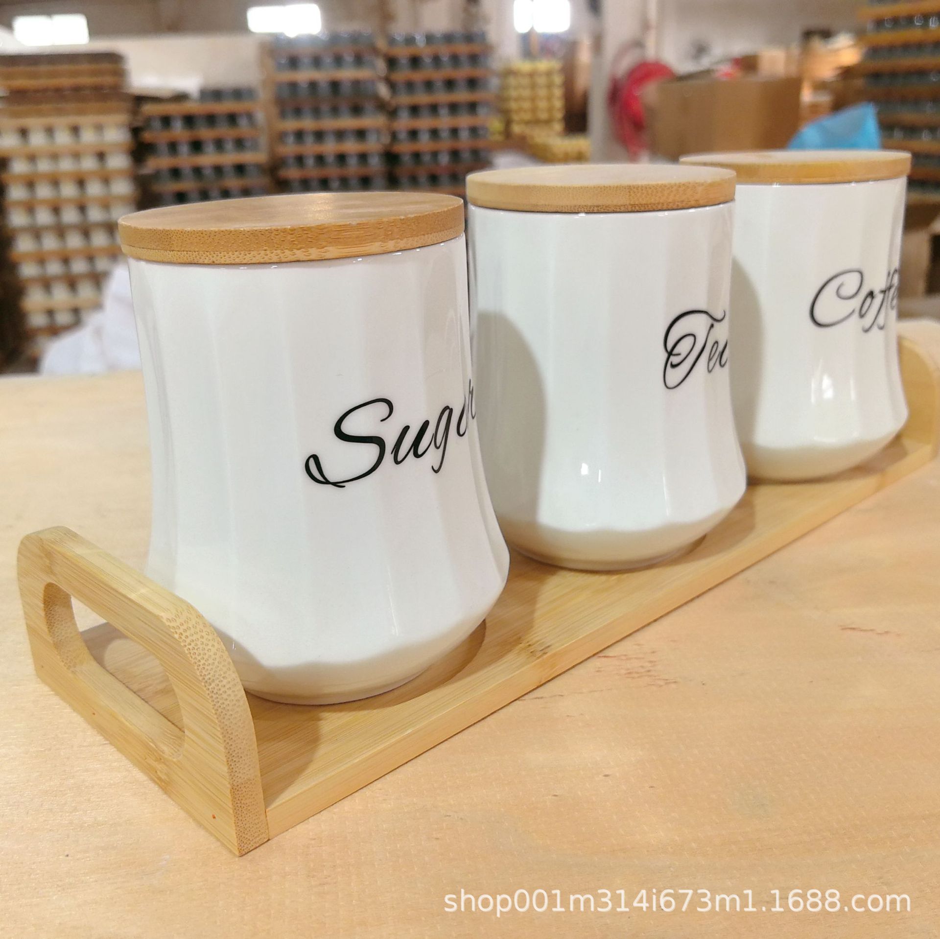 Cocina, hogar, hogar, olla de almacenamiento de cerámica, olla de almacenamiento de gran capacidad, granos de café, olla de dulces de té, decoración de tres piezas