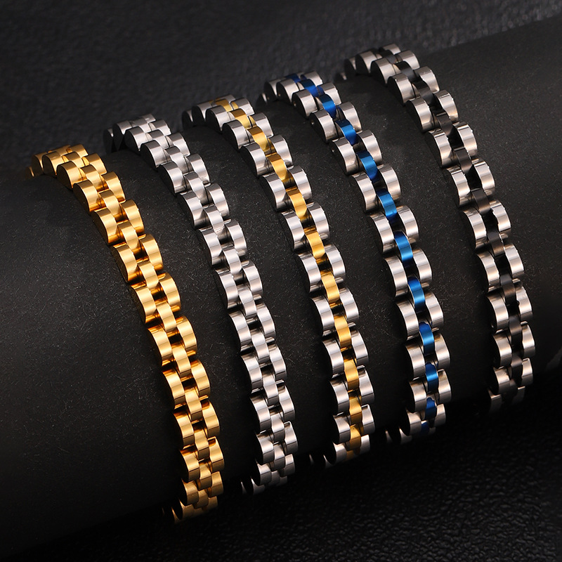 39g Weight 0.03µm-0.05µm Gold Plating Thickness PVD Coated Gold Plating Process 18K Real Gold Plated Plating Material Bracelets Classification 304 Stainless Steel Chain Material 1 Piece Quantity Business, Daily Occasion Titanium Steel Material Geometric Pattern Men's Gender Retro, Classic Style Style Plating Craft Retro Classic Style Geometric Titanium Steel Plating Men's Bracelets Men's Chain Bracelets 2