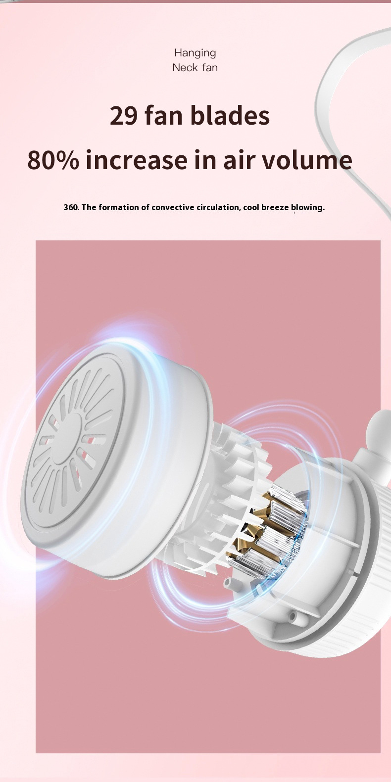Portable Neck Fan Bladeless Usb Rechargeable Silent Cooling Fan_voghion.com