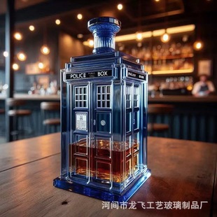 Cross-Border New Phone Booth Wine Bottle Creative Whiskey Bottle Empty Bottle Police Department Wine Storage Device