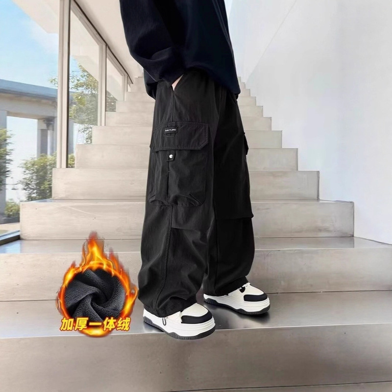 Children's Clothing New Model 2025 Kids' Pants Autumn and Winter Fleece-Lined Boys' Long Pants Sports Big Kids Cargo Pants Trendy