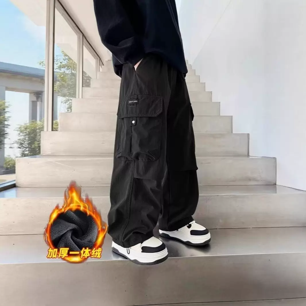 童装新款2025儿童裤子秋冬款加绒男童长裤运动中大童工装裤潮