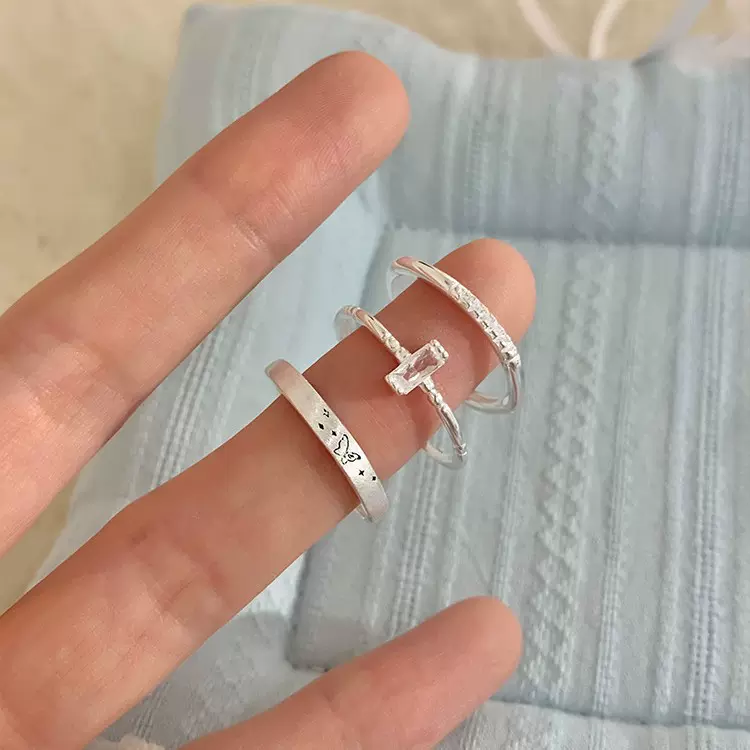 甜美锆石蝴蝶戒指女小众设计叠戴精致百搭食指戒高级感气质指环女