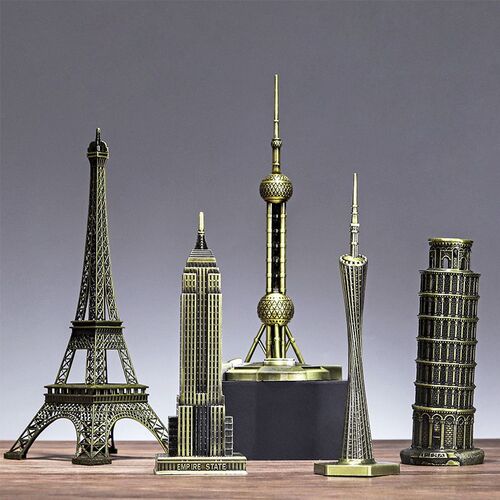 Creative iron art landmark building tower model ornaments home living room entrance table decoration metal crafts ornaments