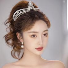 韩式新娘皇冠头饰珍珠套装结婚礼服发饰项链耳环合金婚纱饰品