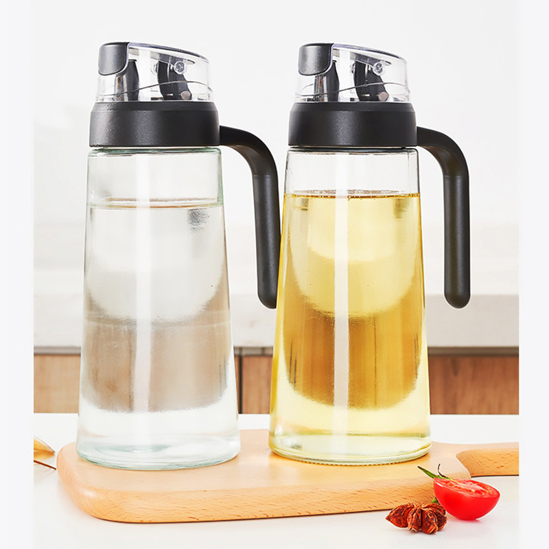 Gravity Oil Dispenser, Thickened Glass Kitchen Bottle with Automatic Open/Close Mechanism, Bestselling Leak-Proof Soy Sauce & Vinegar Bottle, Household Seasoning Jar