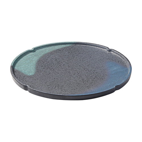 Japanese round straight-edge steak flat plate hotel restaurant commercial melamine tableware high-value western food plate